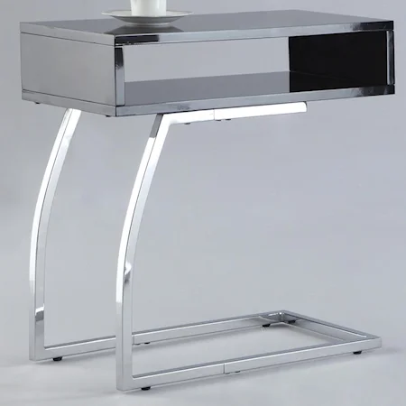 Pulse Black Chairside Table with Metal Base